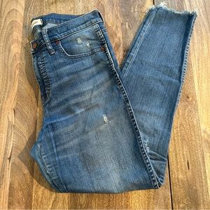 Madewell 9” High Rise Skinny Allegra Wash Rip and Repair Crop Jeans Sz 29